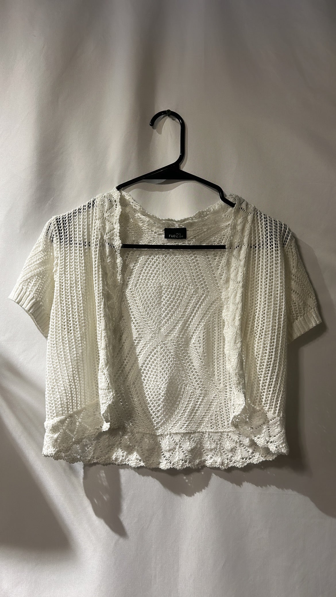 Rue 21 White Crochet Cardigan S