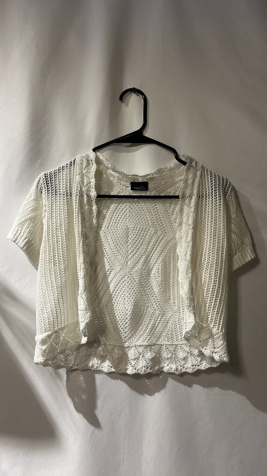 Rue 21 White Crochet Cardigan S