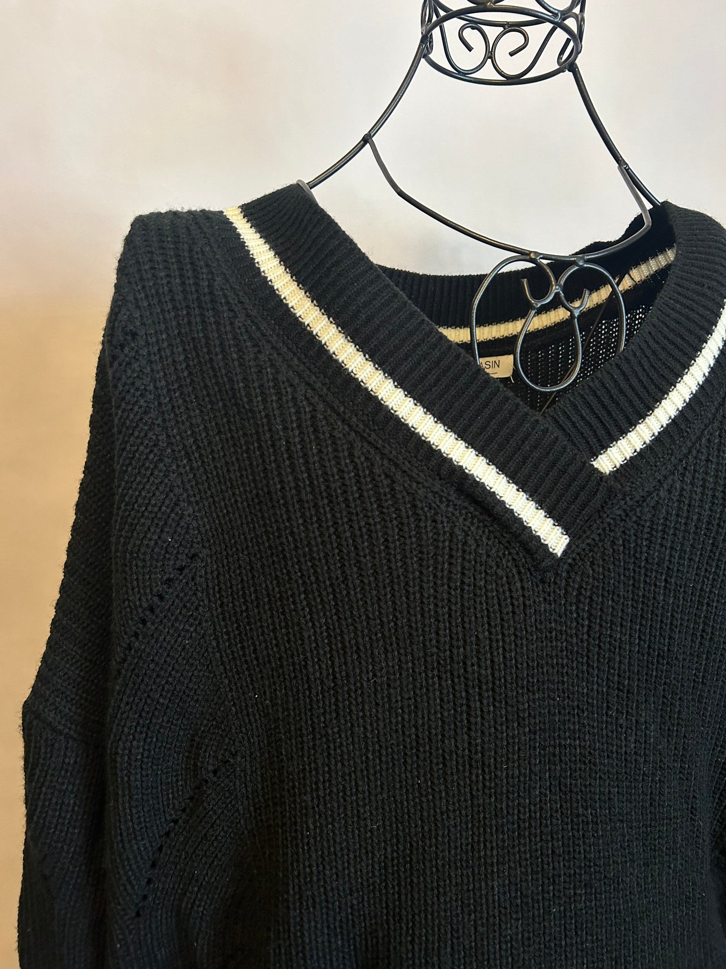 Kate Kasin Black & White Oversized Sweater M