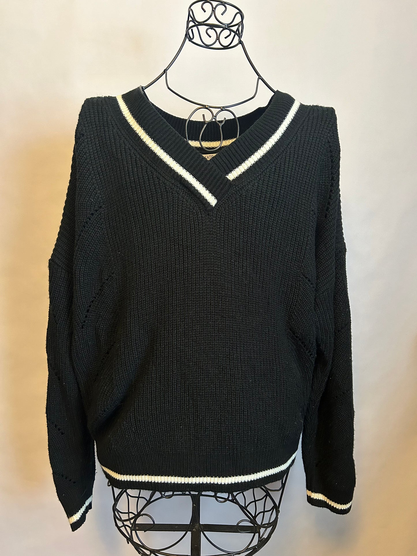 Kate Kasin Black & White Oversized Sweater M