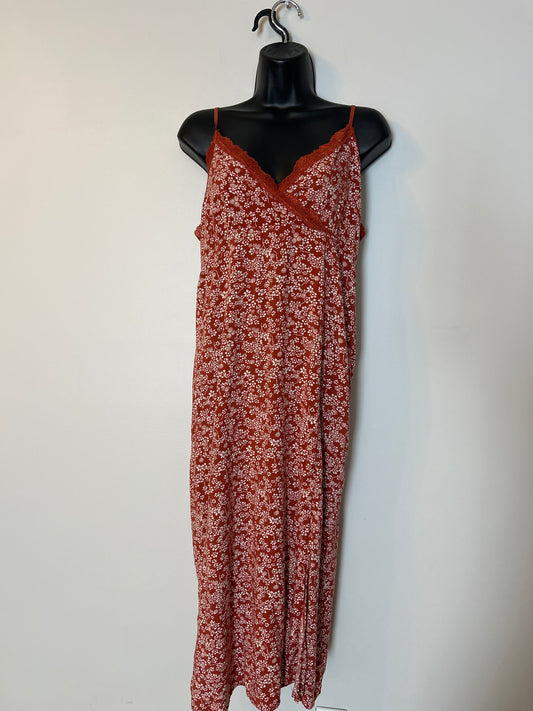 Orange Floral Maxi Dress with Slit XL