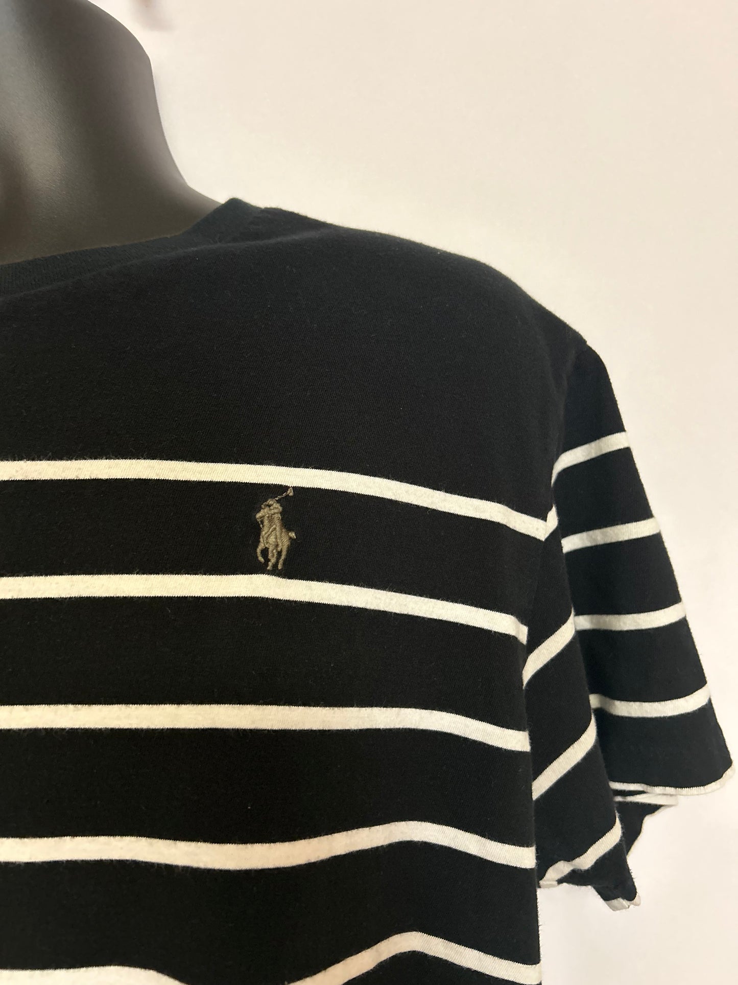 Polo Black & White Striped T-Shirt L