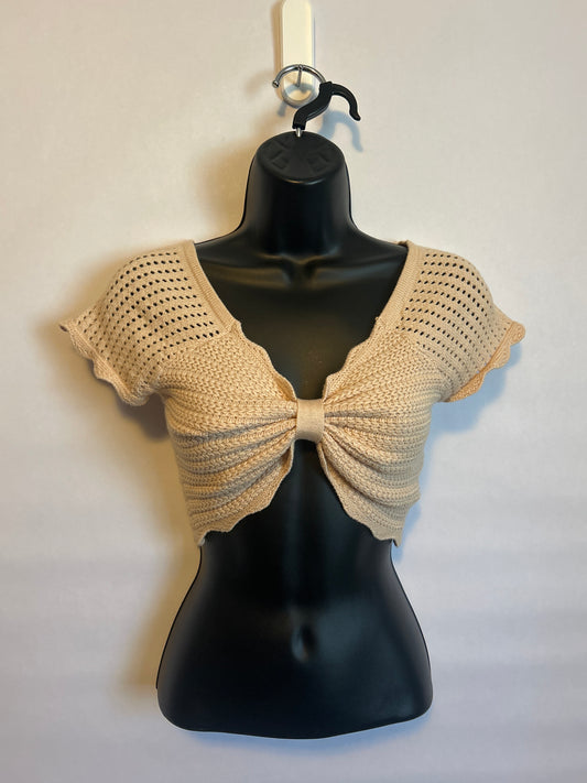 Cropped Knit Bow Top S
