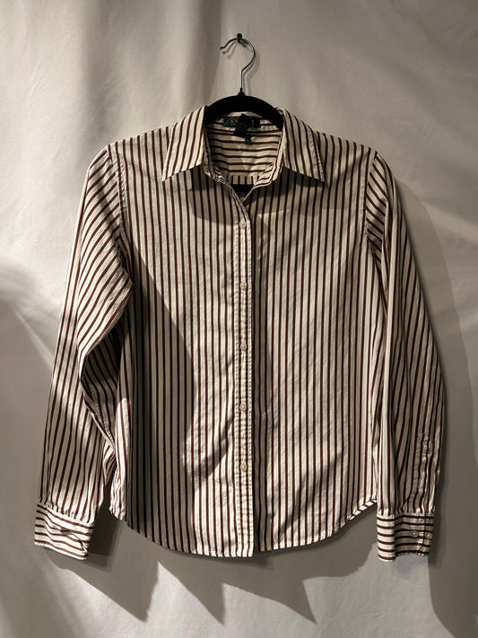 Ralph Lauren Brown & Cream Button Up M