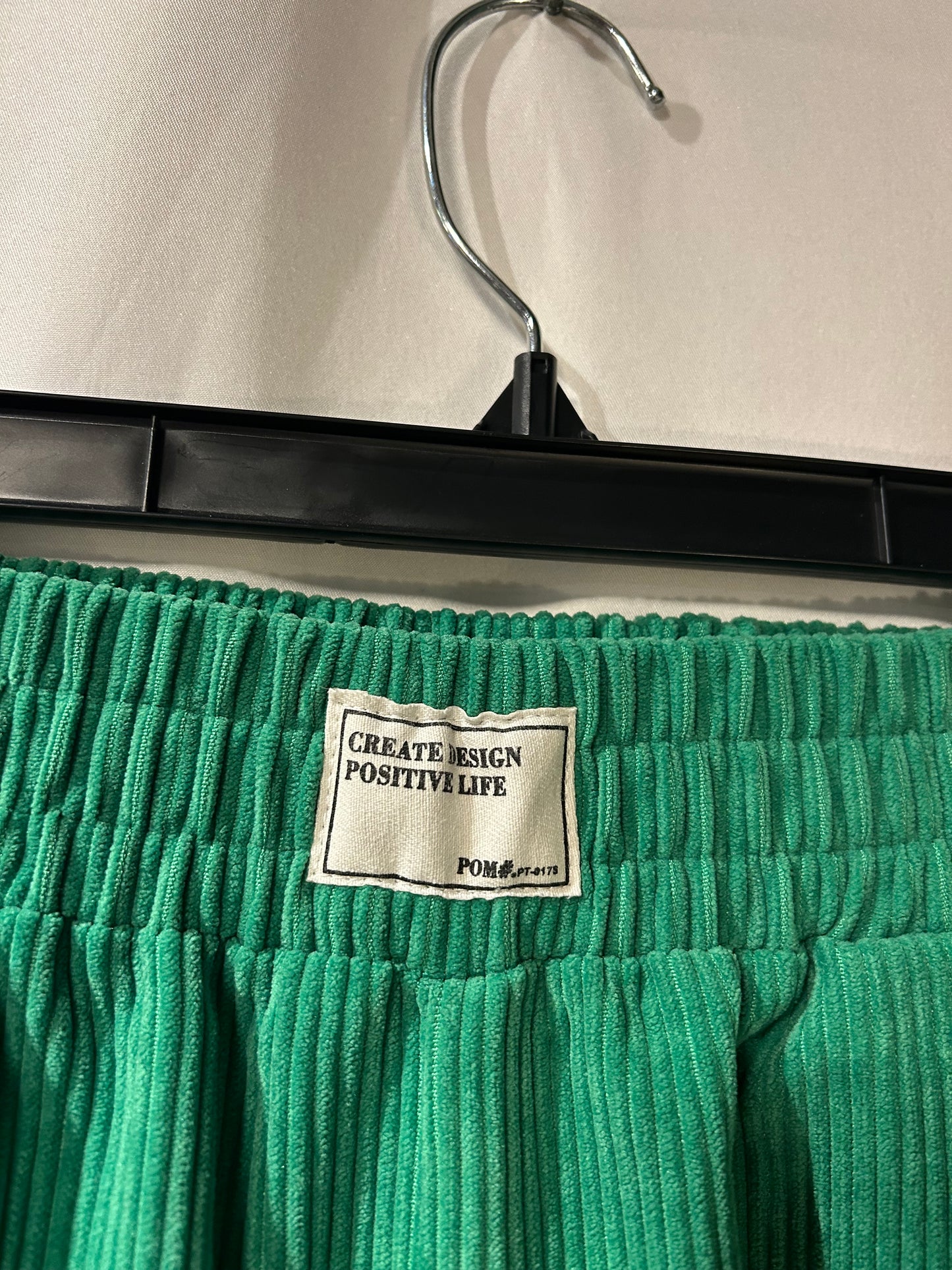 Create Design Positive Life Green Corduroy Leisure Pants S
