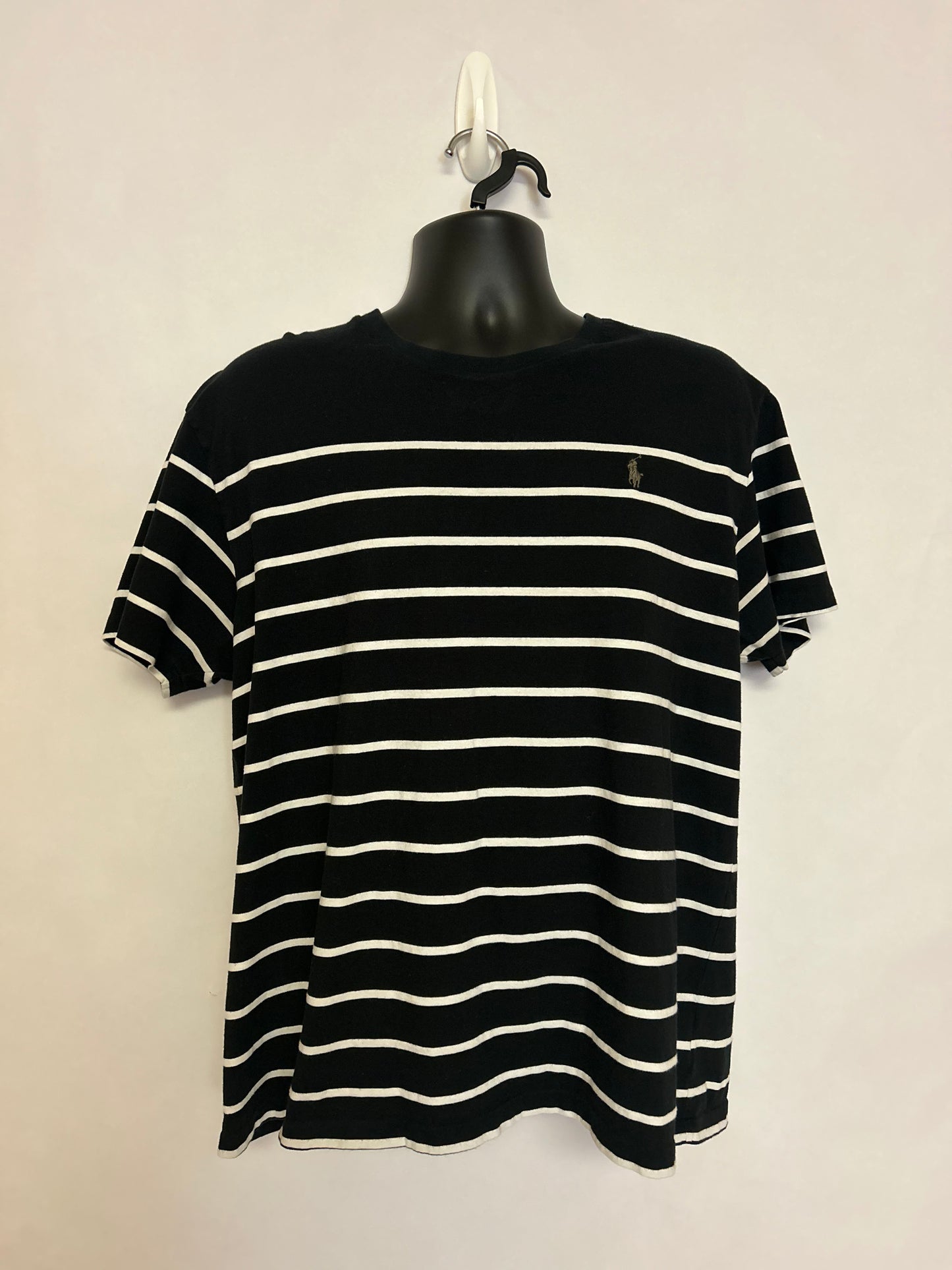 Polo Black & White Striped T-Shirt L