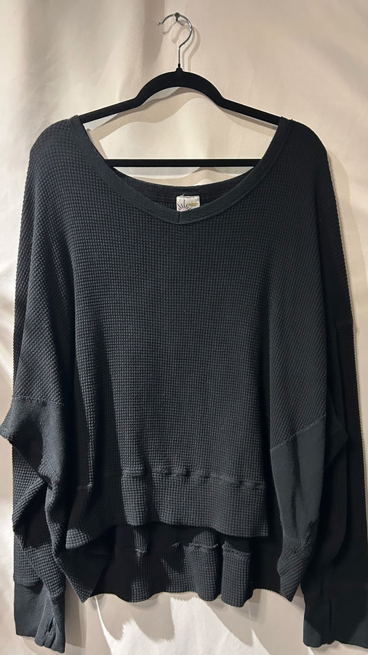 Offline by Aerie Black Waffle Sweatshirt XL