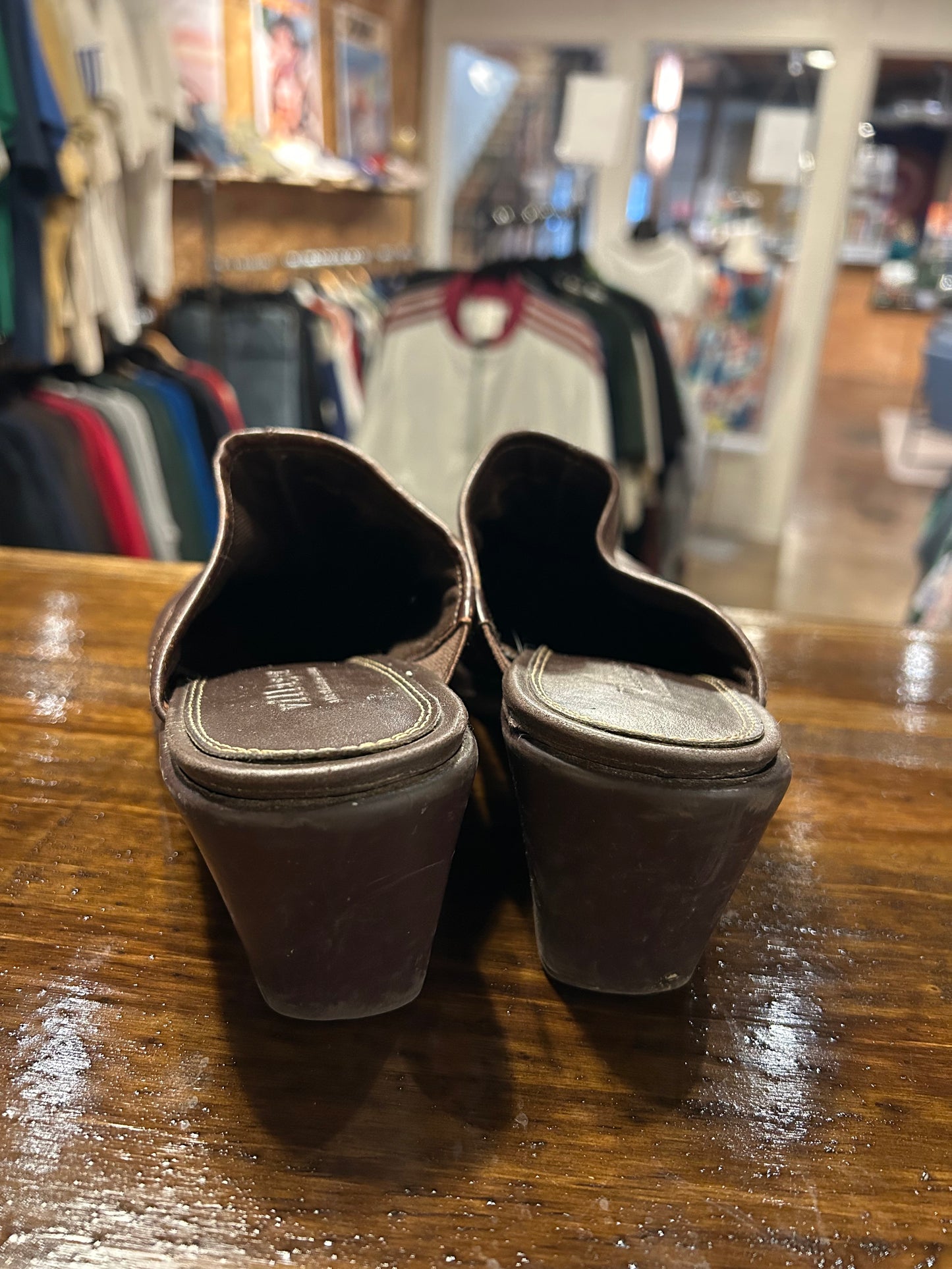 Vintage Villager Brown Leather Clogs 6
