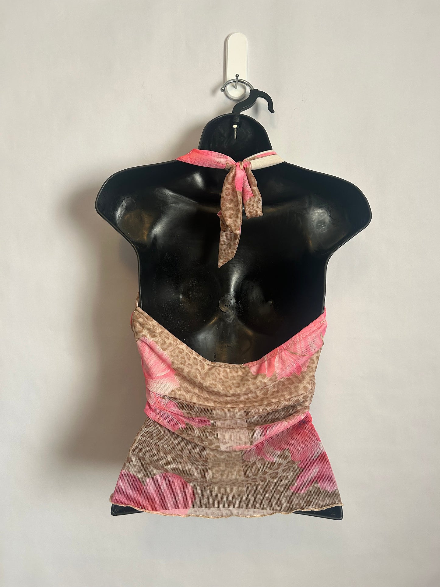 See You Monday Flower & Cheetah Print Halter Top M