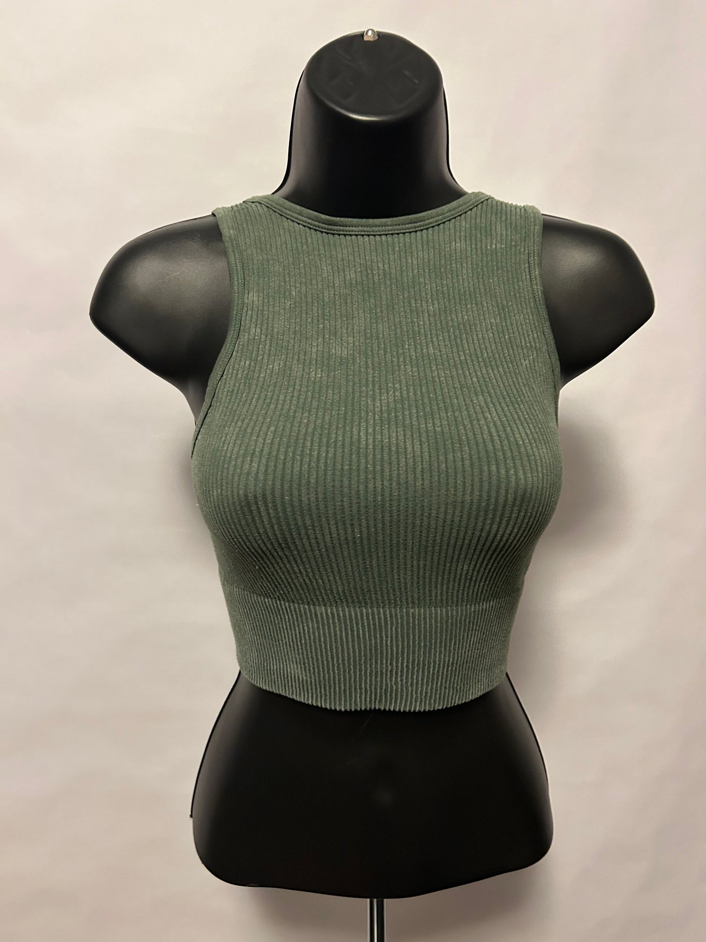 Dynamic Green Ribbed Crop Tank 1 SZ (XS-S)