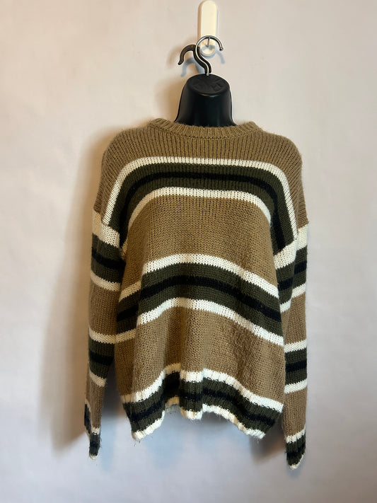 Urban Outfitters Striped Green and Brown Sweater L