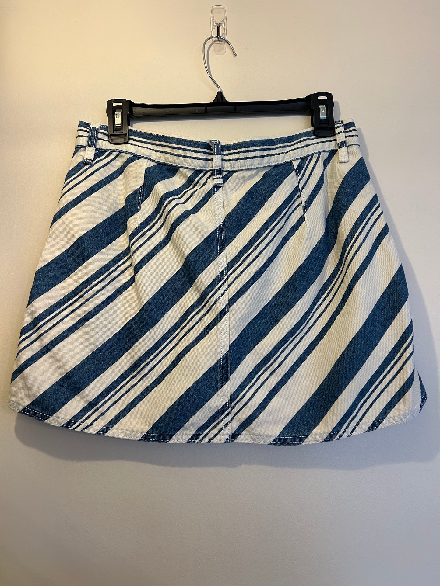 Universal Thread Denim and Cream Striped Skirt 8