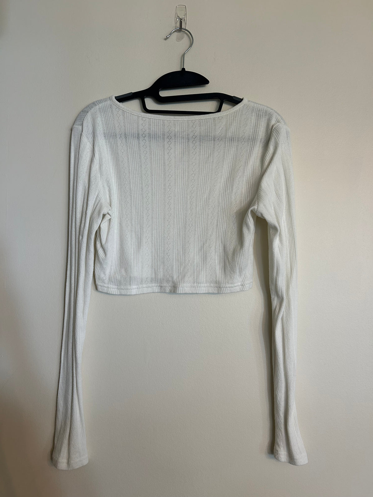Out From Under White Knit Crop Button Close Top S