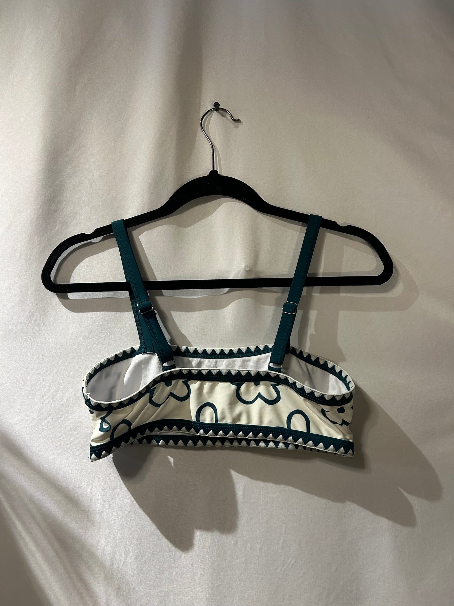 Green & White Flower Bikini Top M