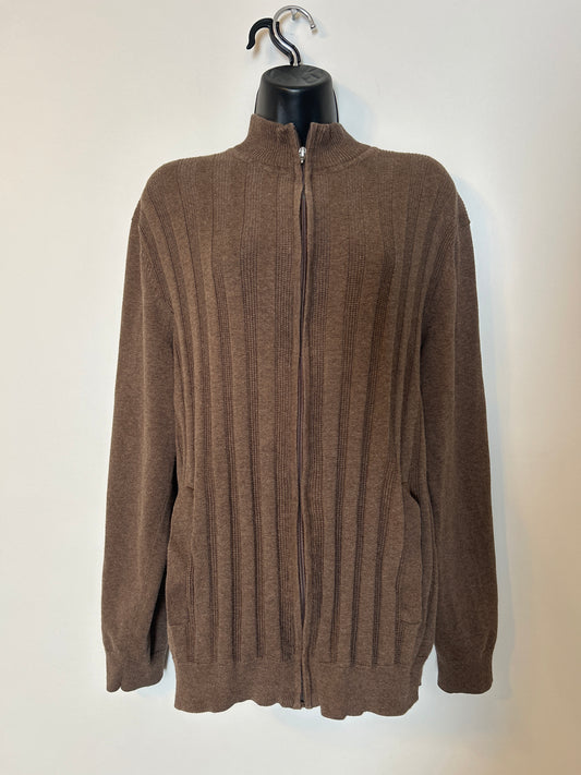 Tasso Elba Brown Zip Up Sweater XL