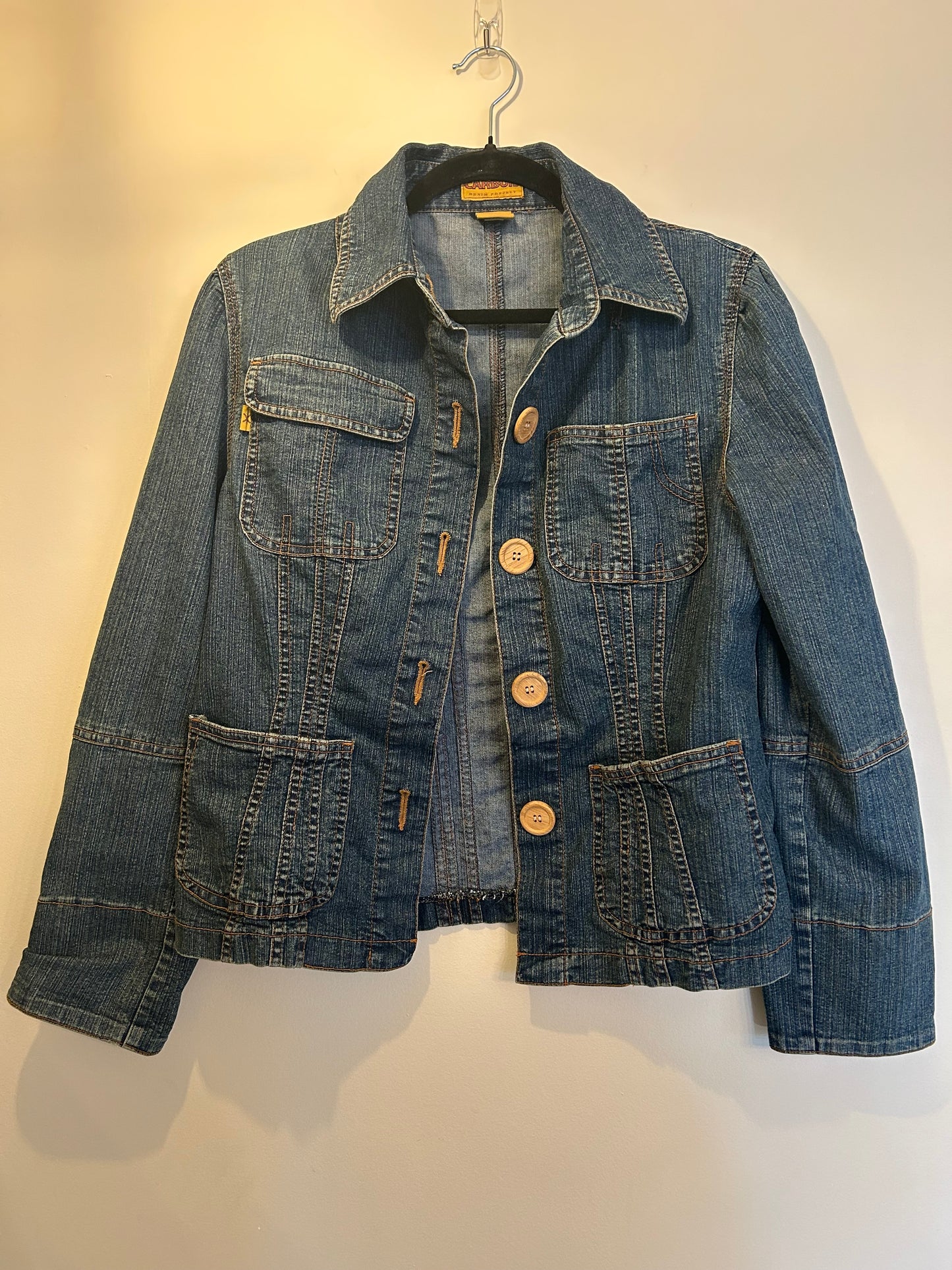 Carbon Denim Project Denim Jacket with Wooden Buttons M
