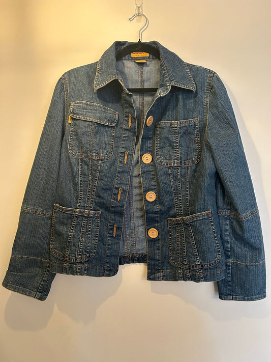 Carbon Denim Project Denim Jacket with Wooden Buttons M