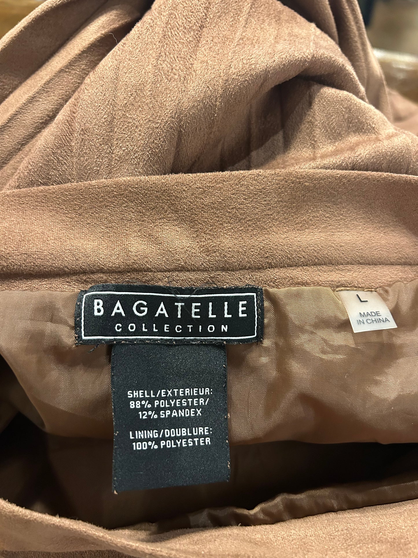 Bagatelle Pleated Faux Suede Midi Skirt L