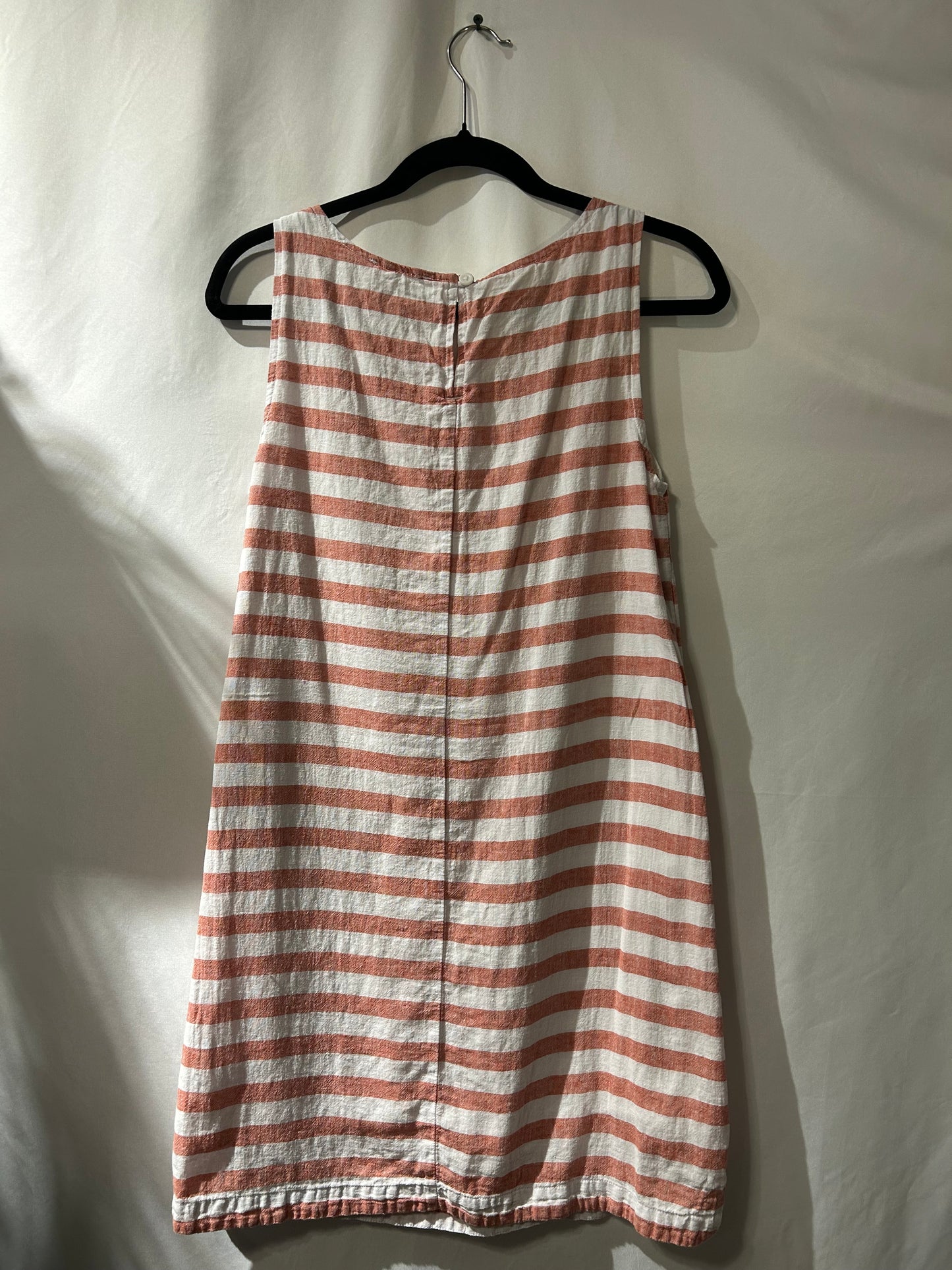 Beach Lunch Lounge Coral Striped Linen Dress XS