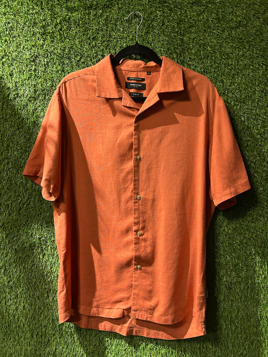 Kenneth Cole Orange Button Up L