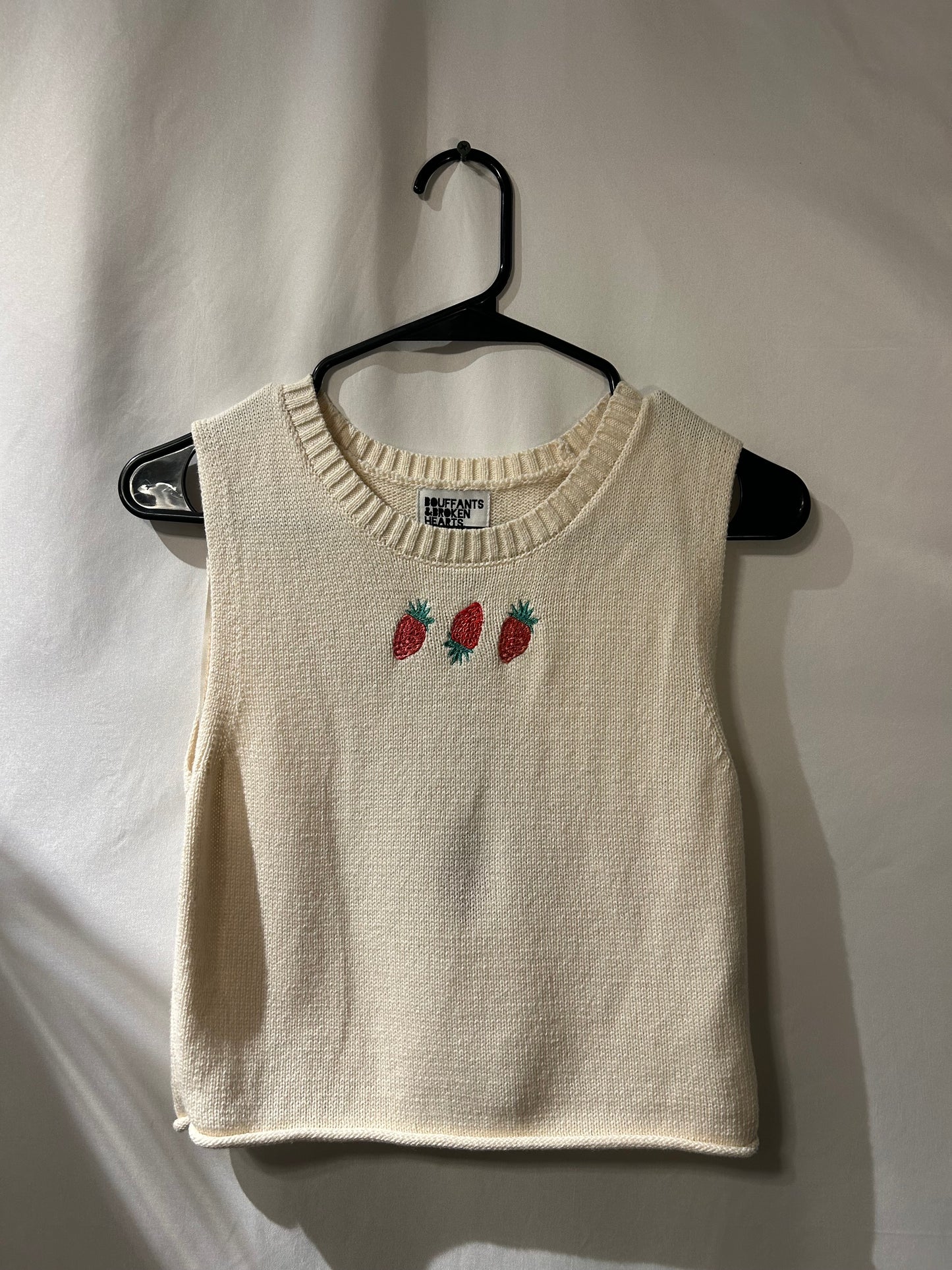 Bouffants & Broken Hearts Strawberry Sweater Tank XS