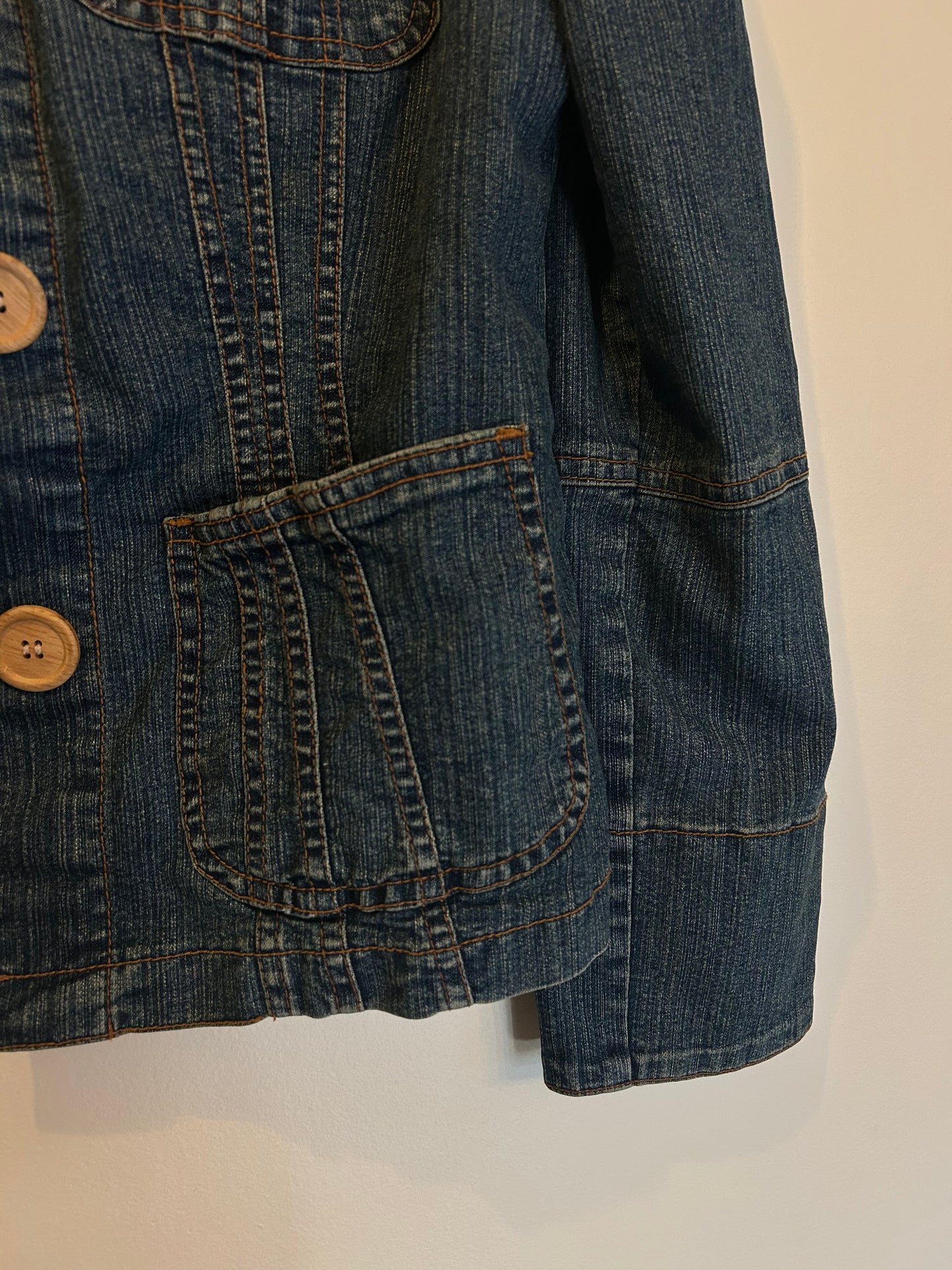 Carbon Denim Project Denim Jacket with Wooden Buttons M