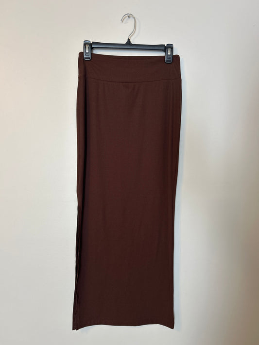 Brown Ribbed Maxi Skirt S