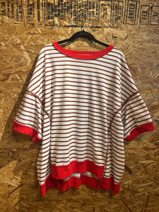 Boutique Red Striped Shirt 2XL