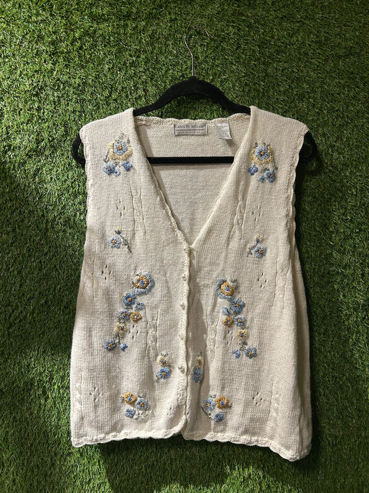 Carolyn Taylor Floral Sweater Vest L