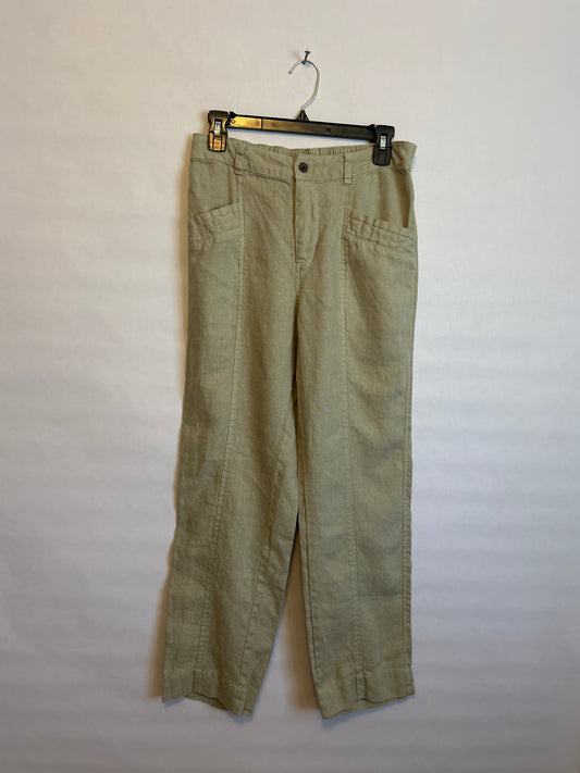Nicole Miller Green Linen Pants S