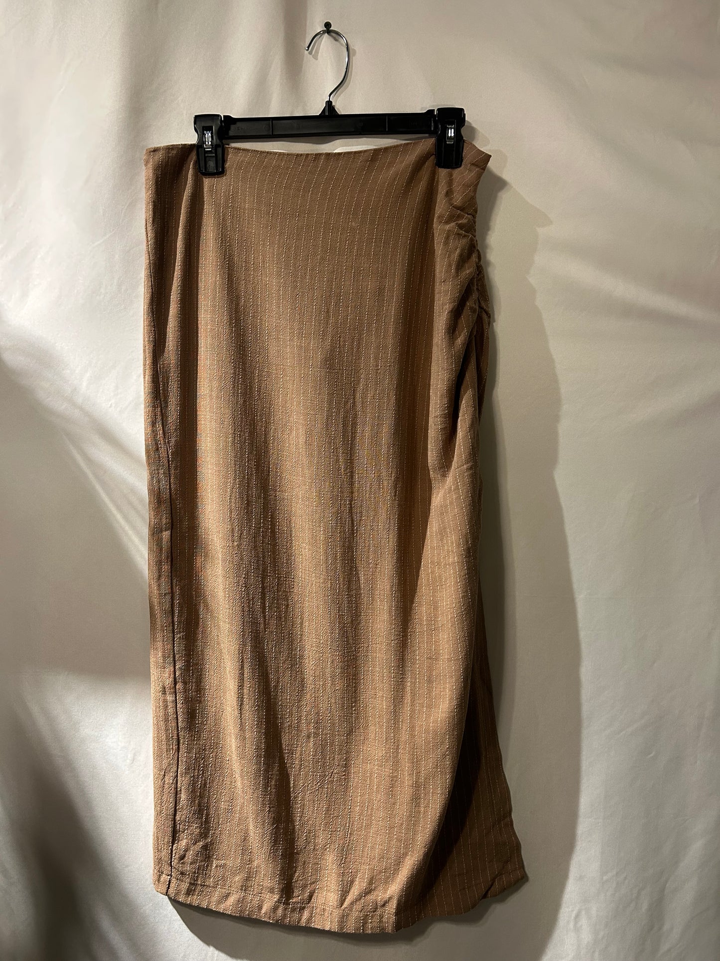 Miou Muse Midi Brown & White Striped Skirt L