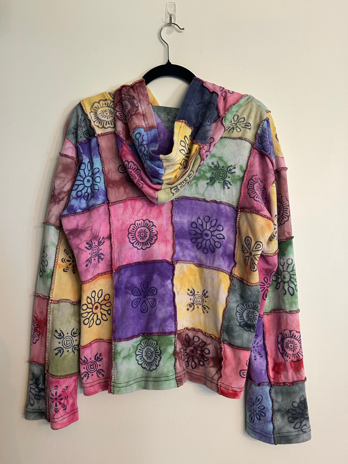 2000s Nepal Patchwork Boho Zip Hoodie M/L