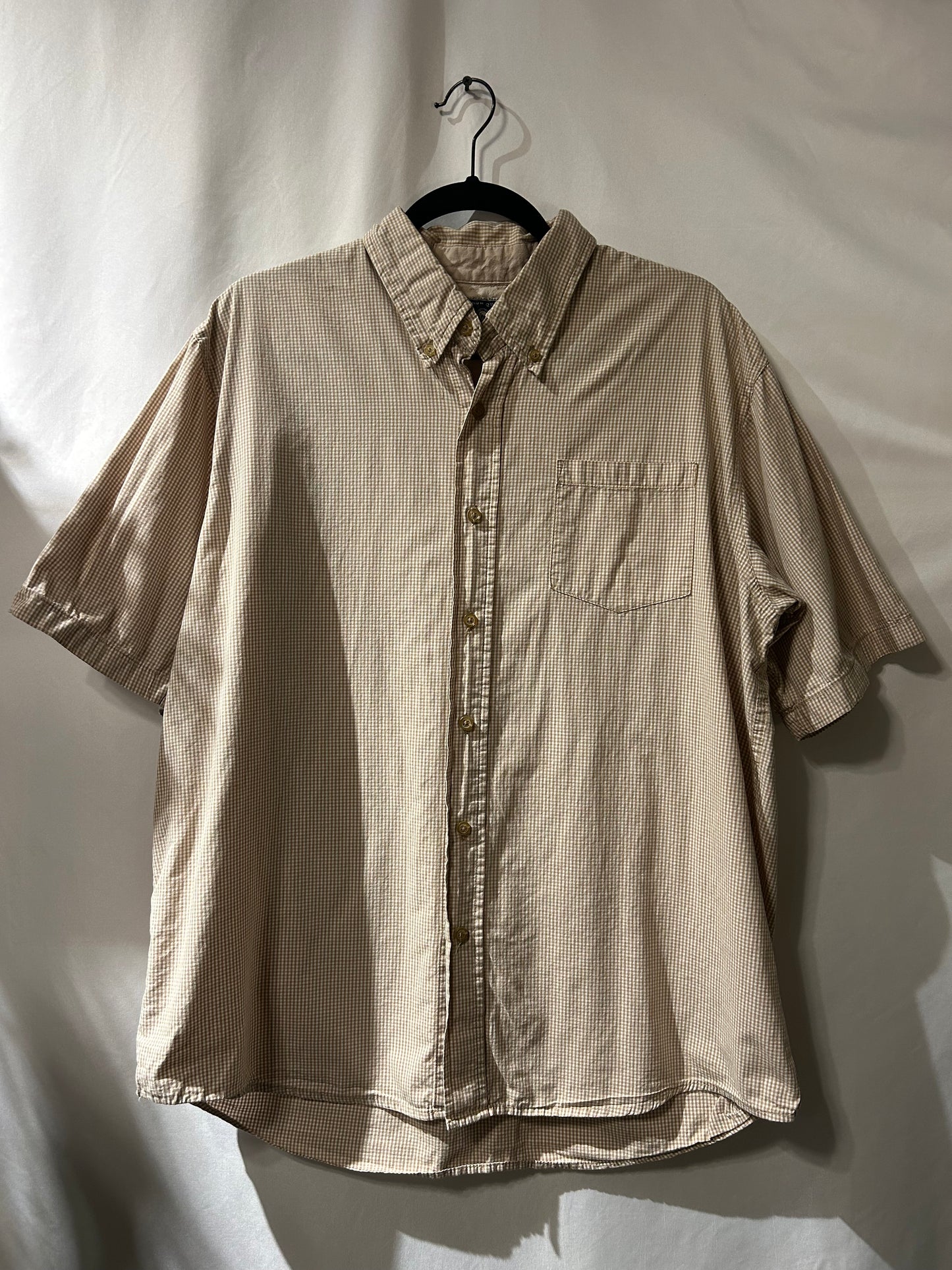 Wrangler Khaki & White Gingham Button Up L