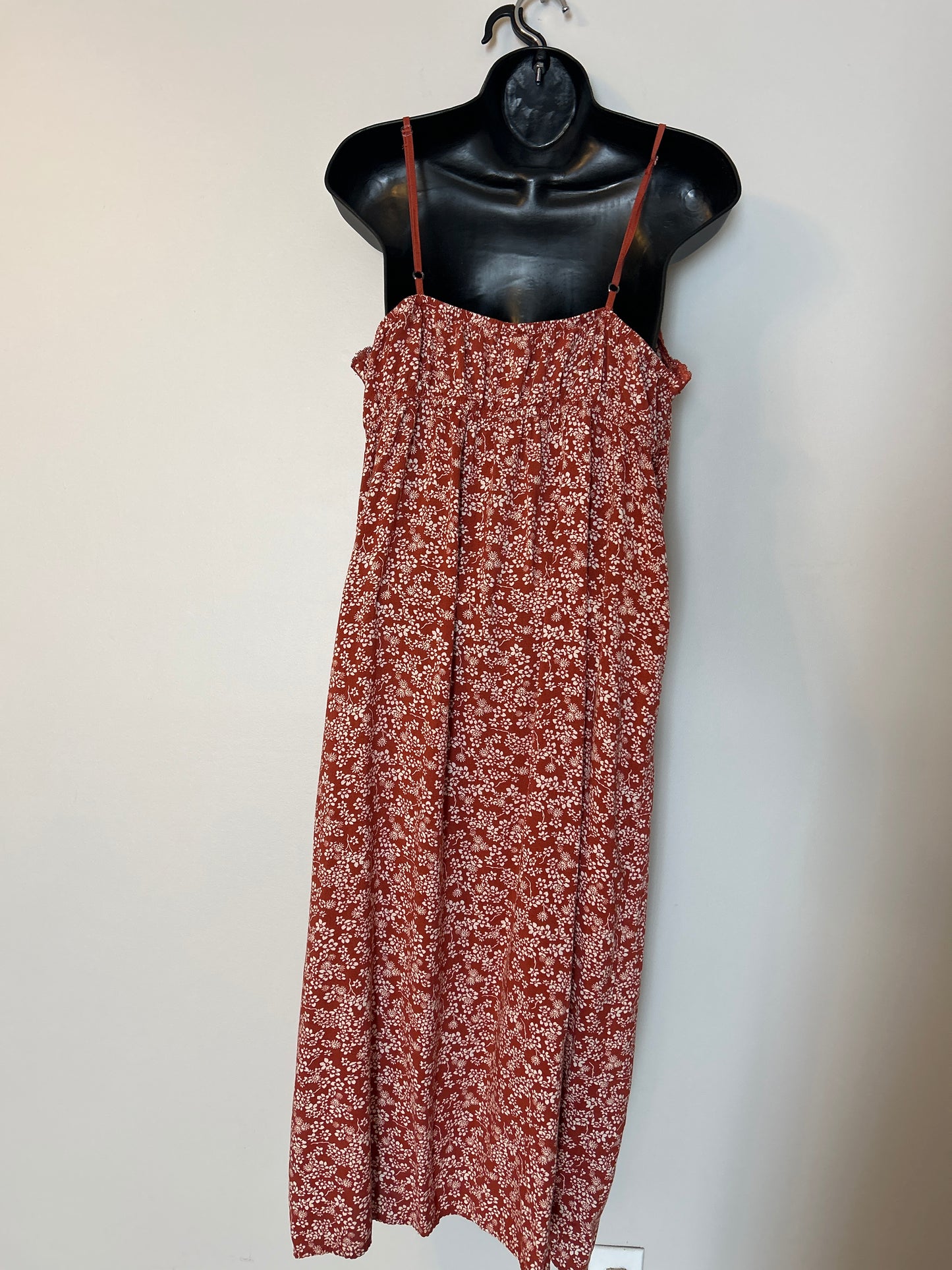 Orange Floral Maxi Dress with Slit XL