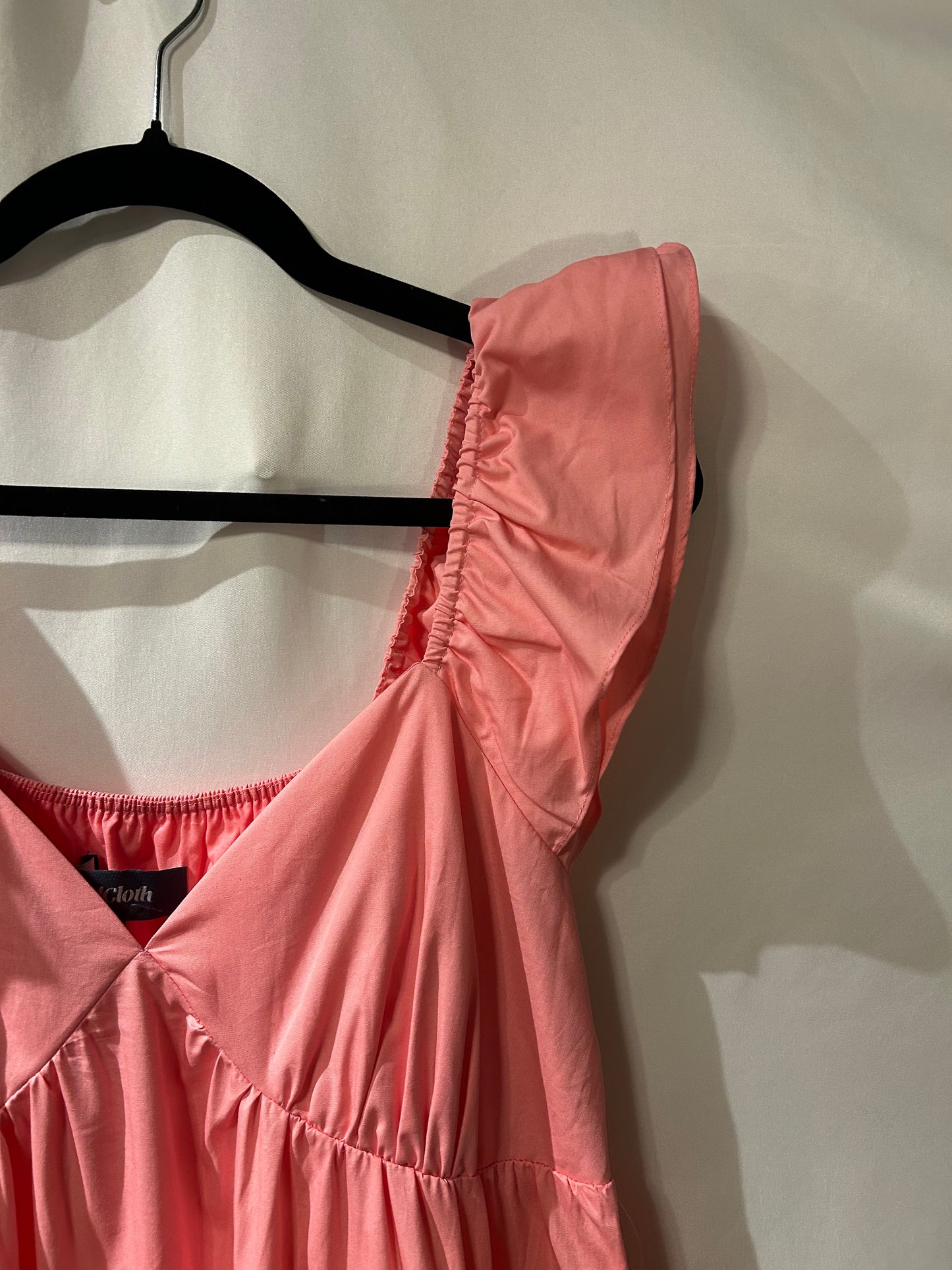 Mod Cloth Notes of Grace Ruffle Sleeve Tiered Pink Maxi Dress M (Retail $99)