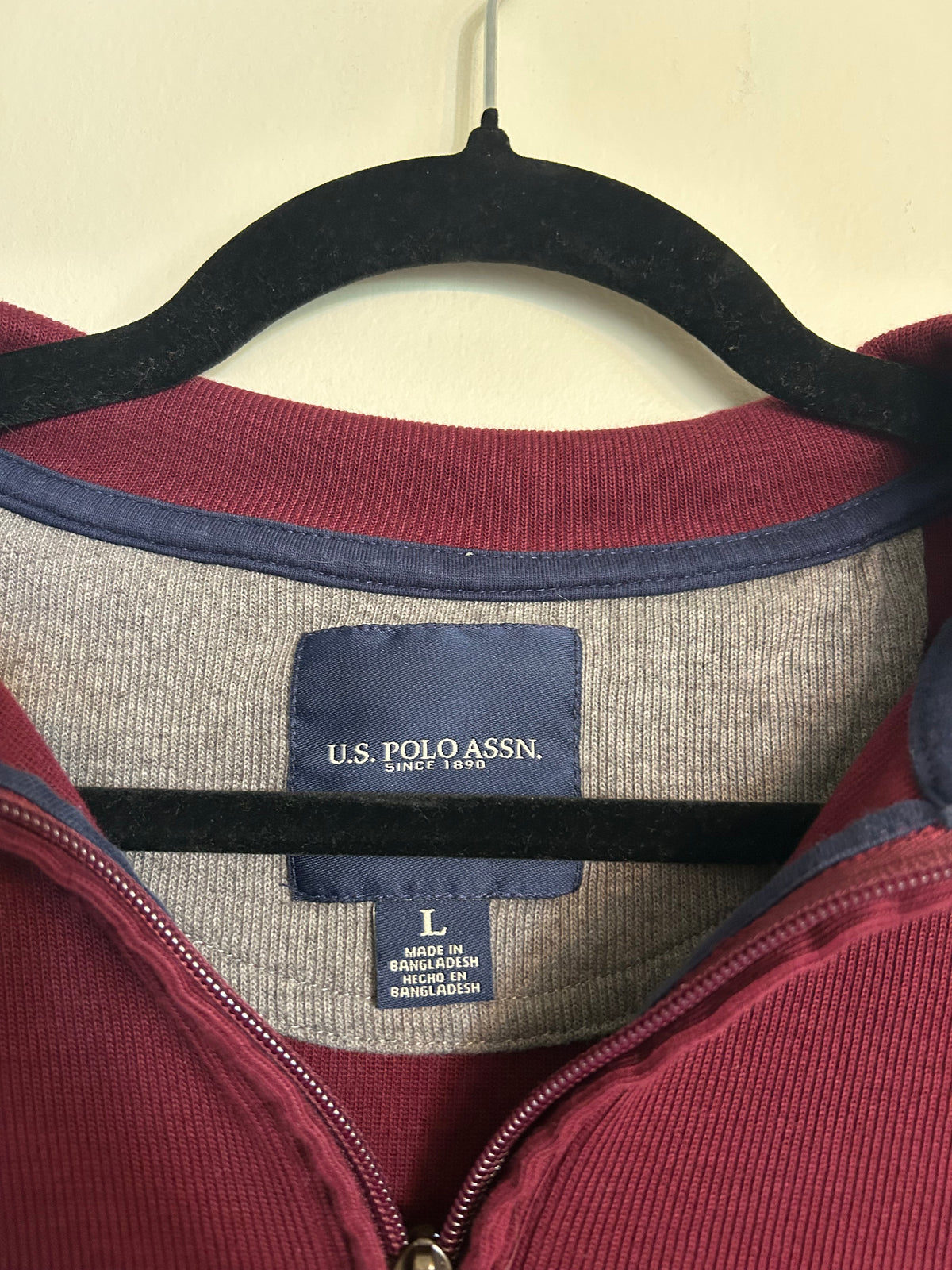 U.S. Polo Assn. Burgundy Zip Up L