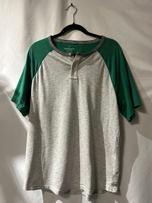 American Eagle Green & Grey T-Shirt L