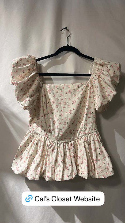 Peach Love Floral Top L
