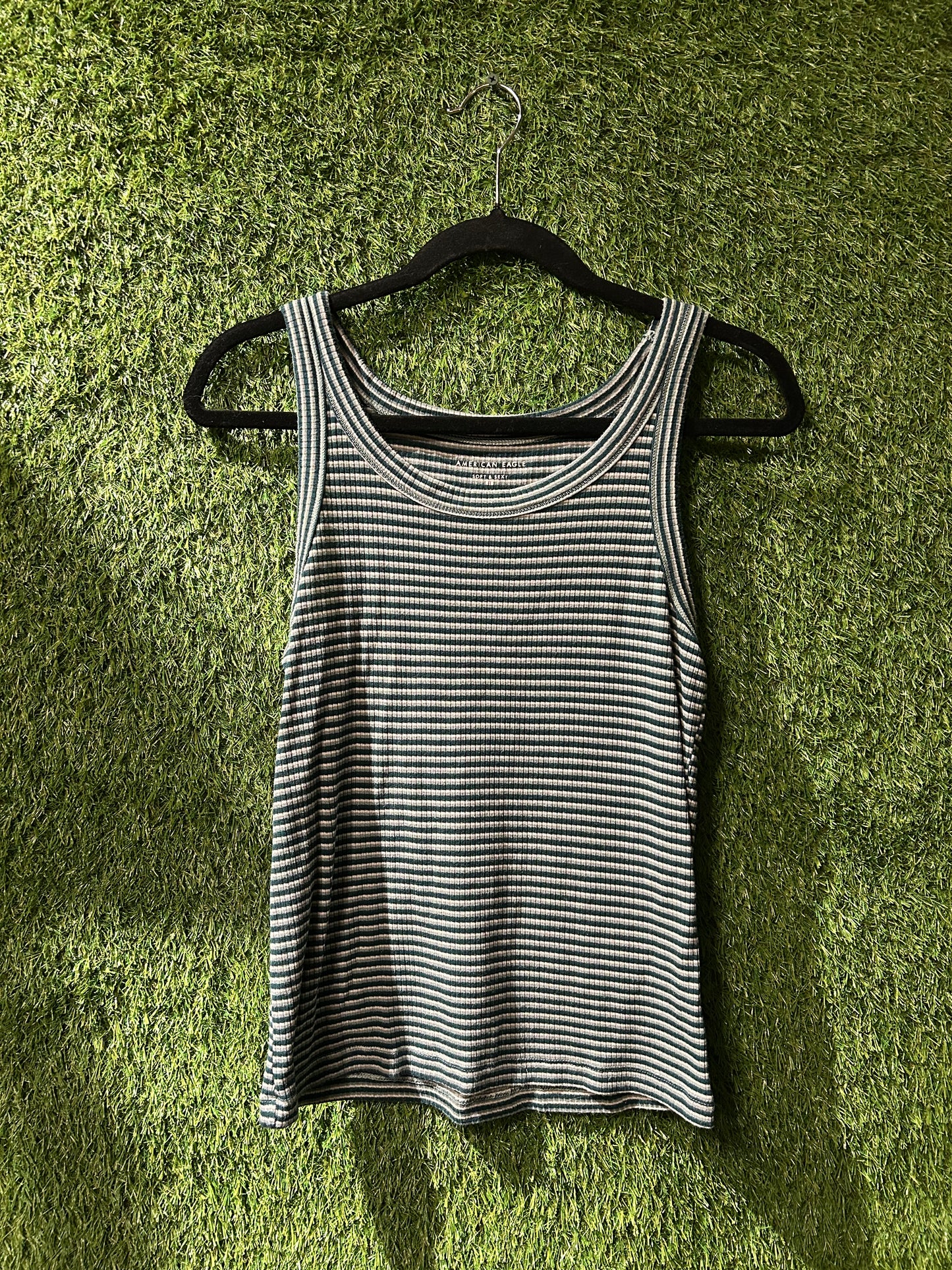 American Eagle Green & White Soft Tank S