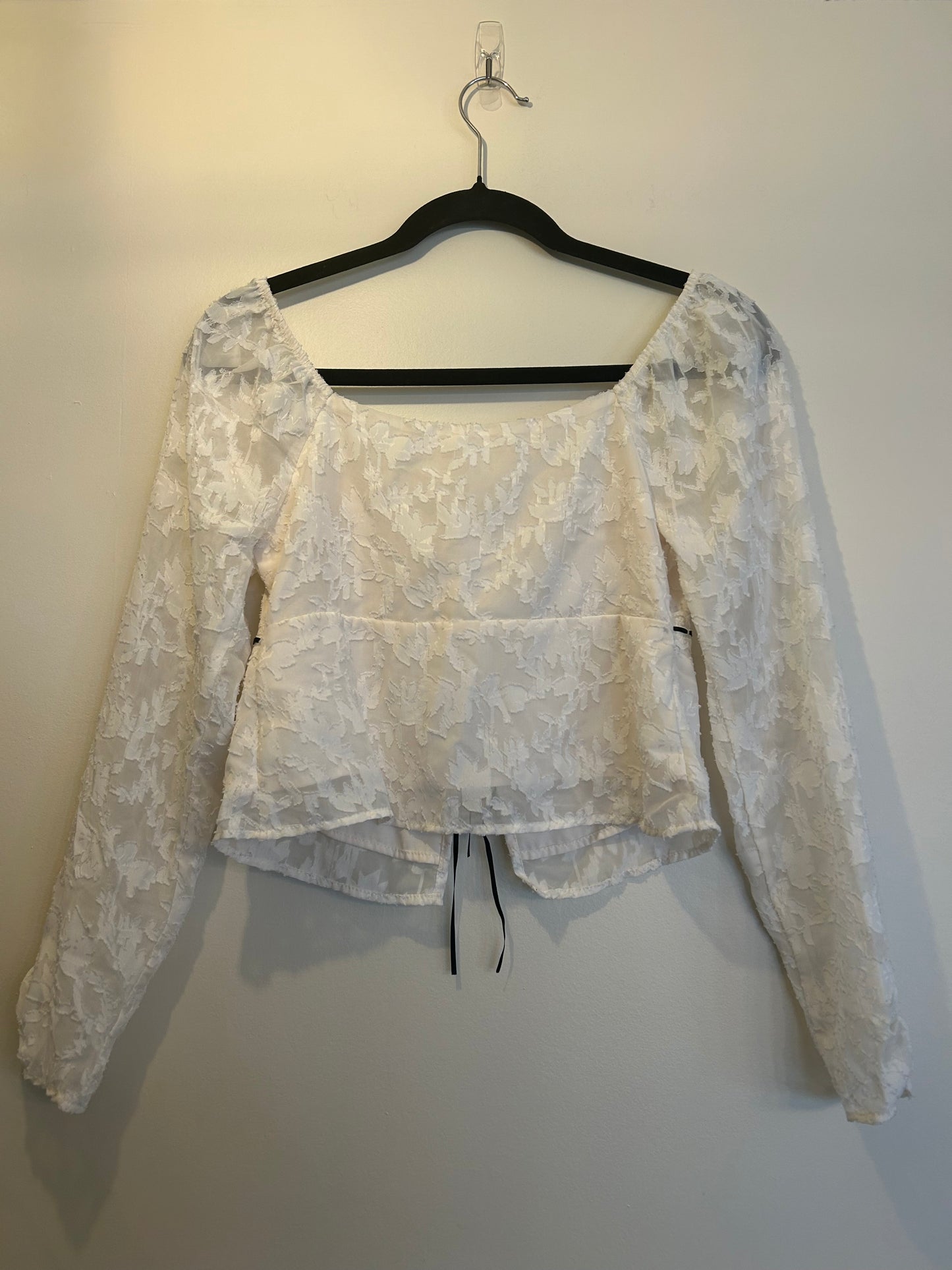 Altar’d State Lace Blouse with Black Bow Ties XS
