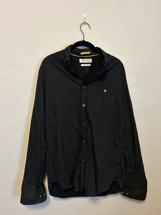 Denim & Flower Navy Button Up M