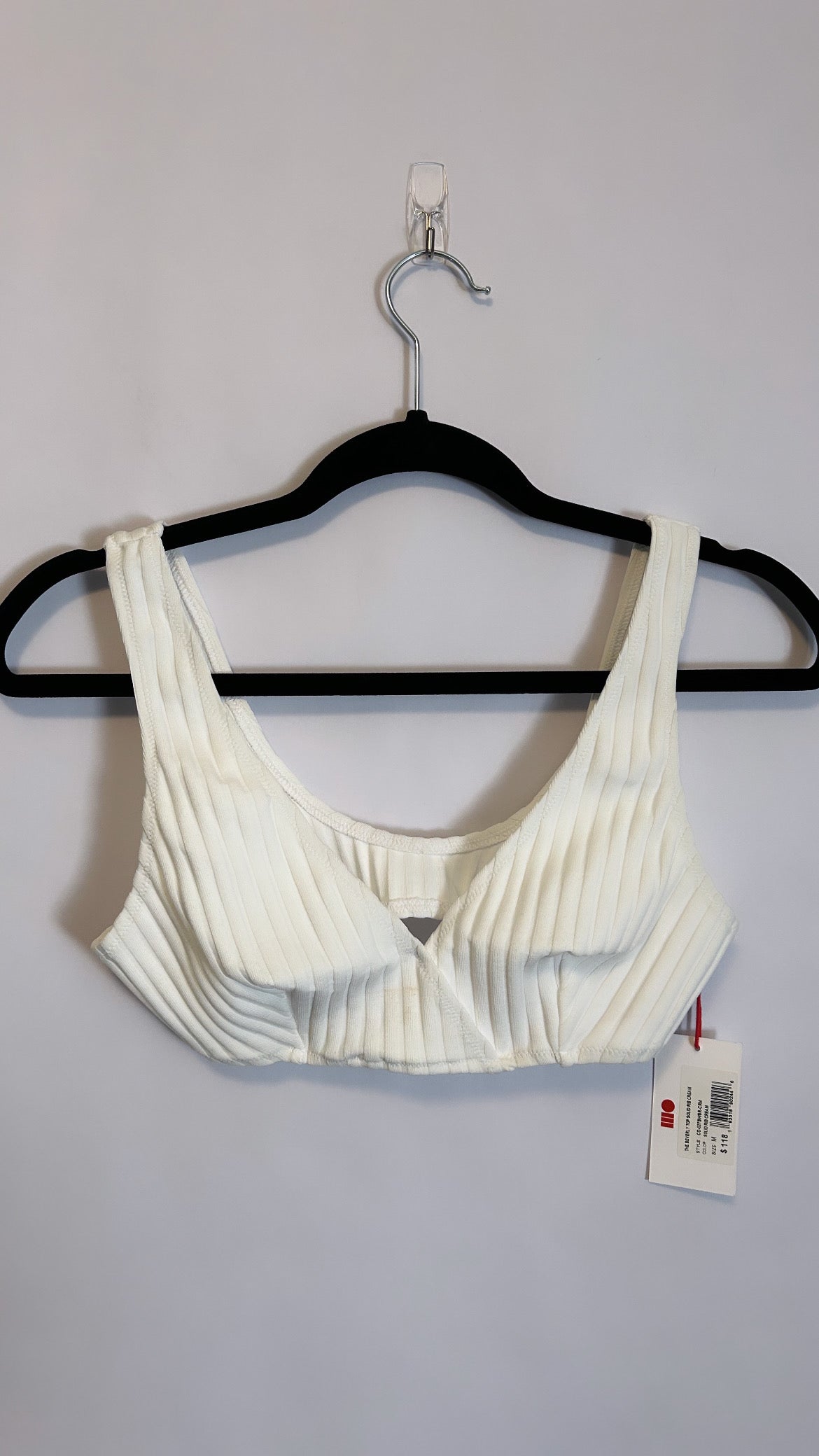 Solid & Striped White Bikini Set M