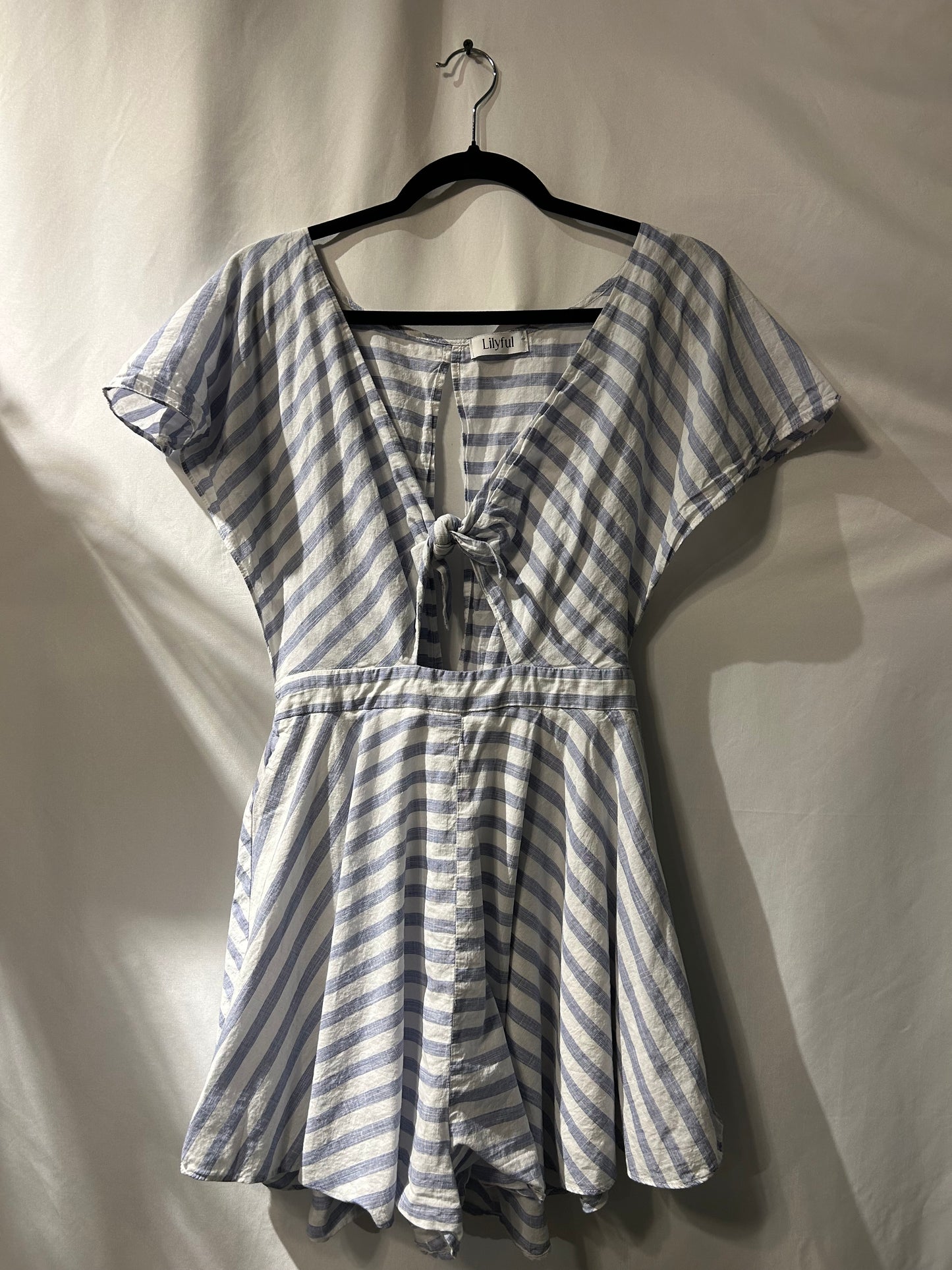Lilyful Blue & White Striped Romper M