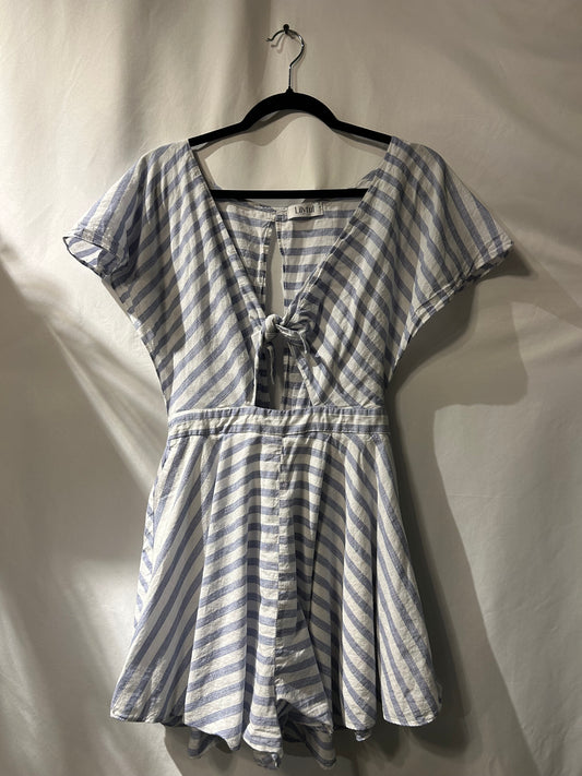Lilyful Blue & White Striped Romper M