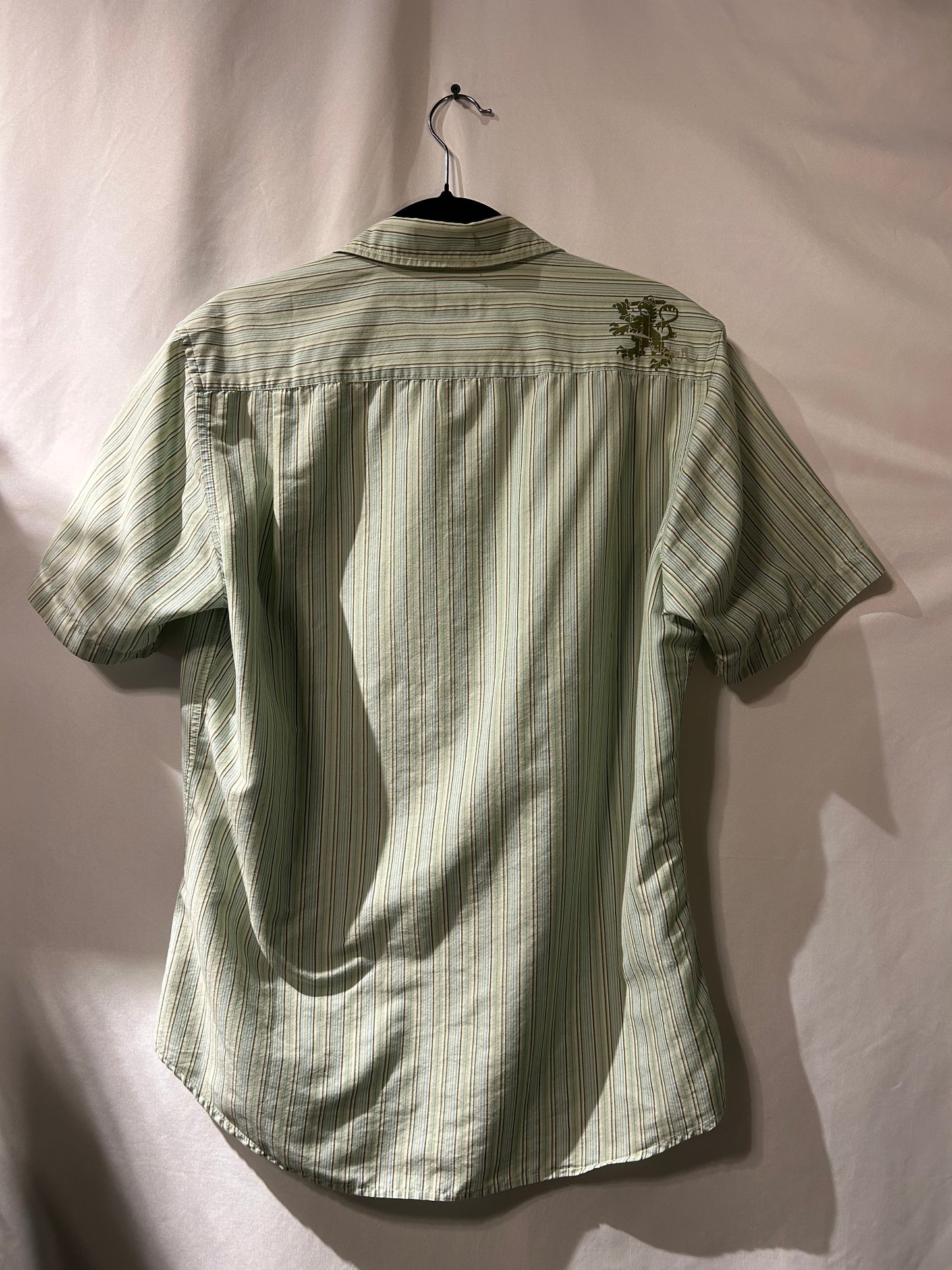 Vintage Quicksilver Green & White Striped Button Up M