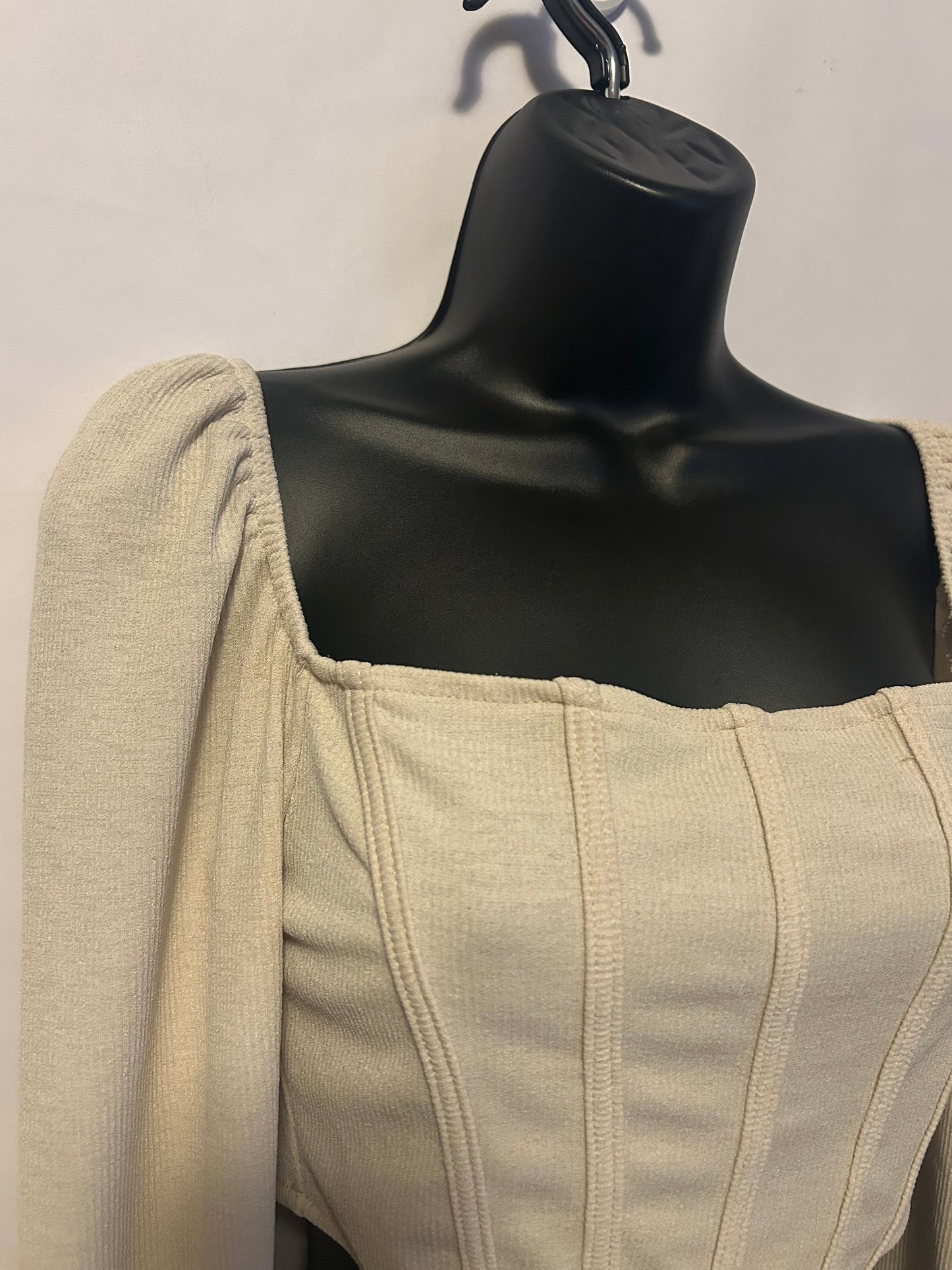 Long Sleeve Crop Corset Top S