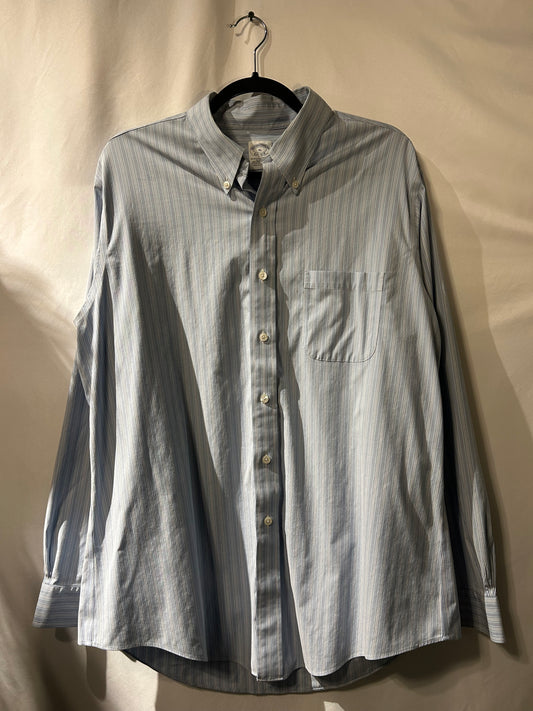 Brooks Brothers Light Blue & White Striped Button Up XL