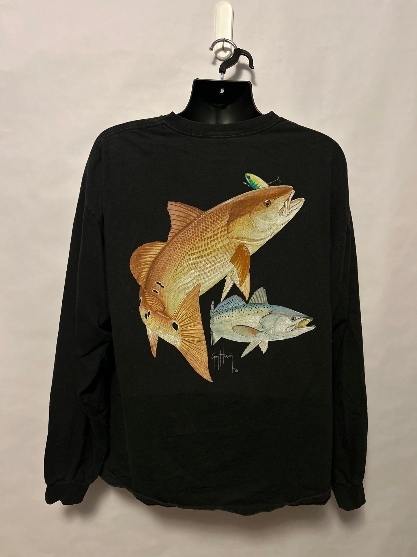 Guy Harvey Fish Black Long Sleeve 2XL