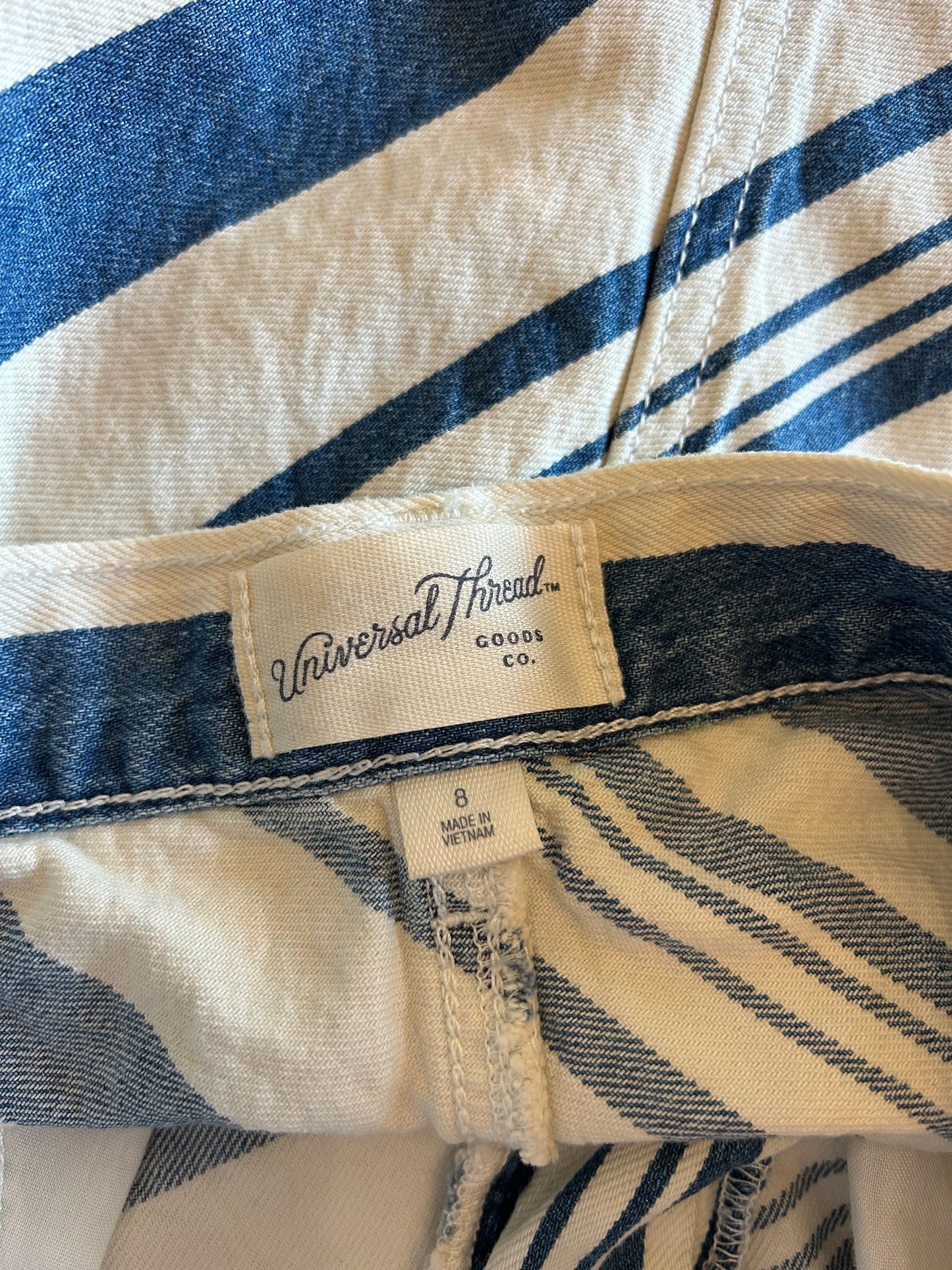 Universal Thread Denim and Cream Striped Skirt 8