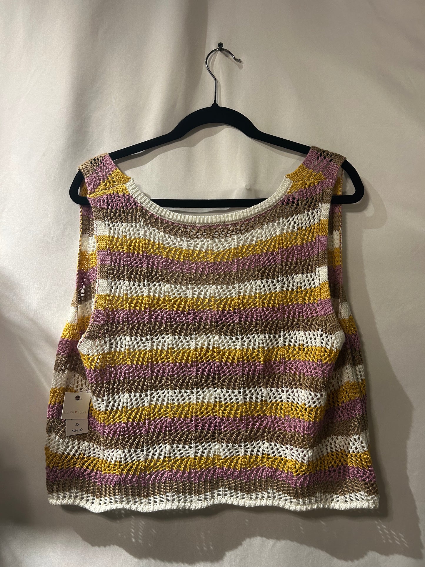 Ultra Flirt Crochet Tie Tank 2X
